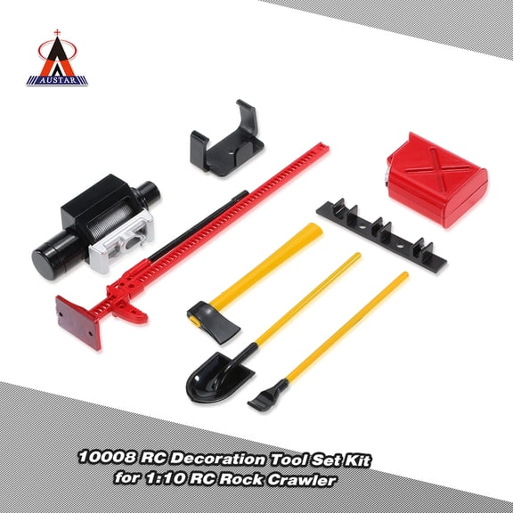 NFTIGB 6Pcs AUSTAR 10008 RC Decoration Tool Set Kit RC Accessories, Red/Green High Simulation Scale Crawler Tools for 1:10 Axial SCX10 TRX4 RC Car Truck Upgrade, 5.6x2.0x1.1 inches / 14.3x5.0x2.7 cm