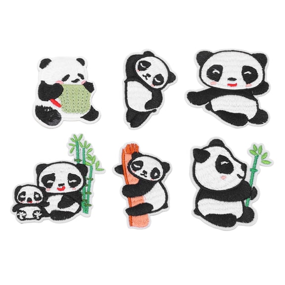 NFTIGB 6Pcs Cute Panda Embroidery Patch, Iron On Patches for Clothes, DIY Craft, Bags, Shoes, Shading Blemishes & Damage Repair, Animal Patches, Black & White (3.54 inches / 9.0 cm)