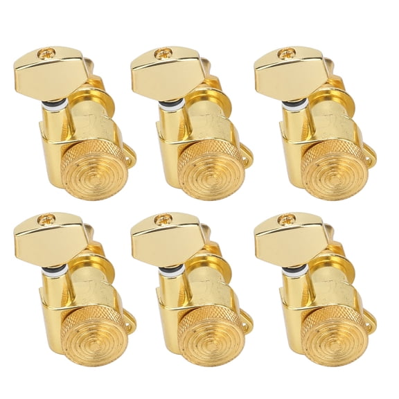 NFTIGB 6Pcs Locking Guitar String Tuning Peg Metal Sealed Tuner Head Key Set Kit for Electric Guitar NHXF (6 Right Sided Inline Pegs Configuration, Gold Finish)