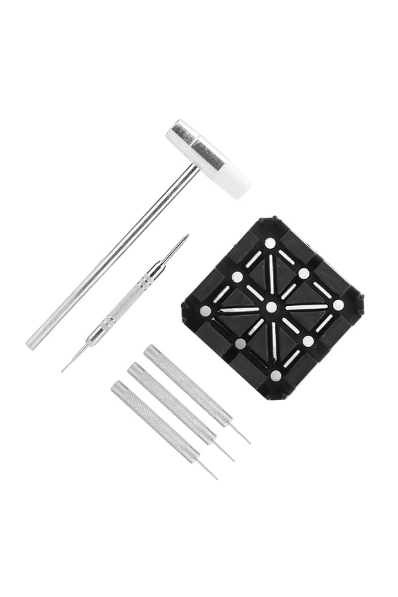6Pcs Screwdriver Hammer Watchband Remover Accessory Watch Repairing Tool Kit, Metal and Plastic (8.66 inches / 22 cm)