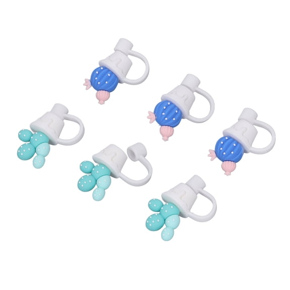 NFTIGB 6Pcs Silicone Straw Caps Covers Reusable Dustproof Drinking Tip Cap Splash Proof Plugs Kitchen Drinkware Accessories Fun Cartoon Design Fits Most Standard Straws For Home Outdoor Use