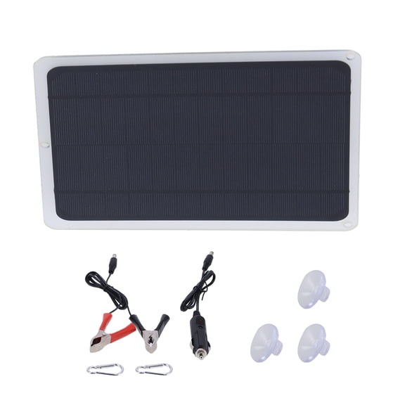 NFTIGB 6W 12V Monocrystalline Solar Panel Portable Waterproof Solar Cell Charger Board Charging Kit with Crocodile Clips for Cars RV Marine Boats Mobile Phones (8.5 x 7.3 inches / 21.5 x 18.5 cm)