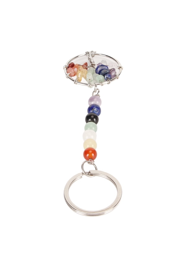 7 Chakra Tree Pendant Keychain Colorful Faux Crystal Healing Beads Keyring for Purse Handbag Backpack, 4.4 x 1.2 x 0.3 inches [cite: 8, 9, 12]