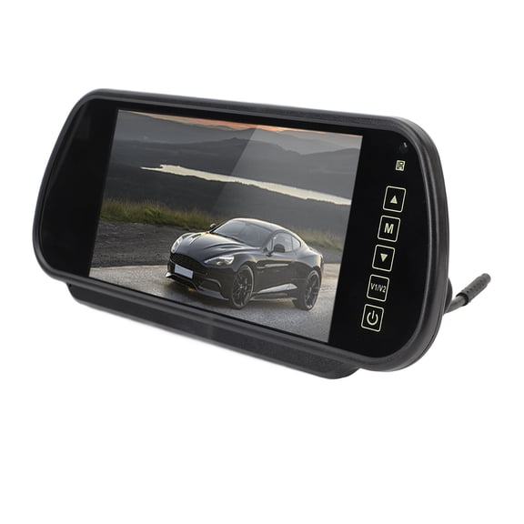 NFTIGB 7 Inches / 17.78 cm HD Smart Rearview Mirror Monitor Reverse Camera Display System Universal Mount for Heavy Trucks Vans 12V-40V Includes Remote Control and RCA Connectors