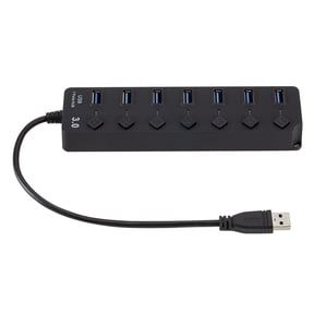 NFTIGB 7-Port USB 3.0 Hub Splitter with Individual On/Off Switches, High Speed 5Gbps Compact Portable USB Port Expander for Laptop, PC, Computer Tower, and Flash Drive (6.69 in / 17.0 cm)