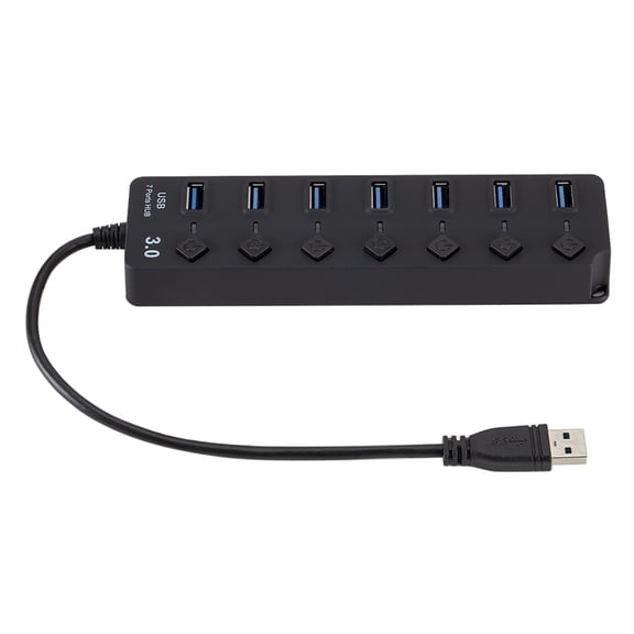 NFTIGB 7-Port USB 3.0 Hub Splitter with Individual On/Off Switches, High Speed 5Gbps Compact Portable USB Port Expander for Laptop, PC, Computer Tower, and Flash Drive (6.69 in / 17.0 cm)
