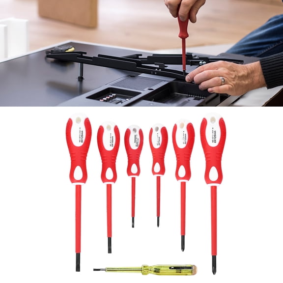NFTIGB 7PCs Insulated Screwdriver Set Portable Magnetic Electrician Tools Repair Kit with Electric Pen Home Improvement Equipment Carbon Steel 0.91 inches / 23 mm