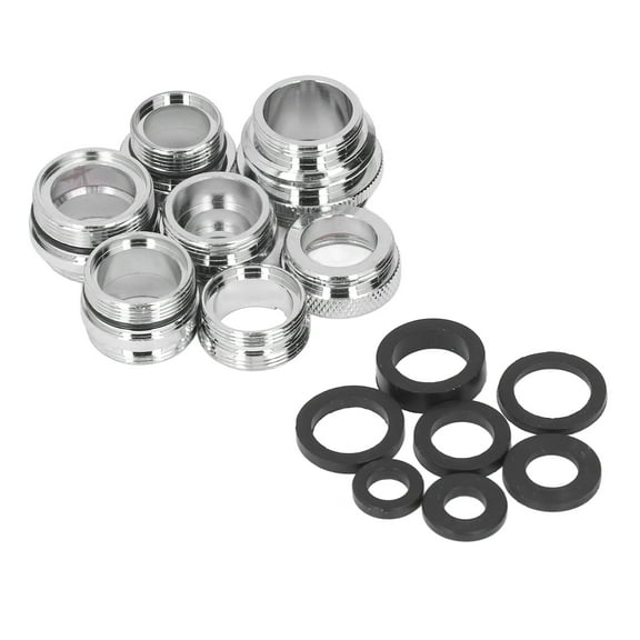 NFTIGB 7Pcs/Set Male Female Faucet Adapter Kit with Gaskets, Solid Brass Aerator Adapter Set for Garden Hose, Kitchen Sink, Bathroom Water System, Multi-Thread Replacement Parts