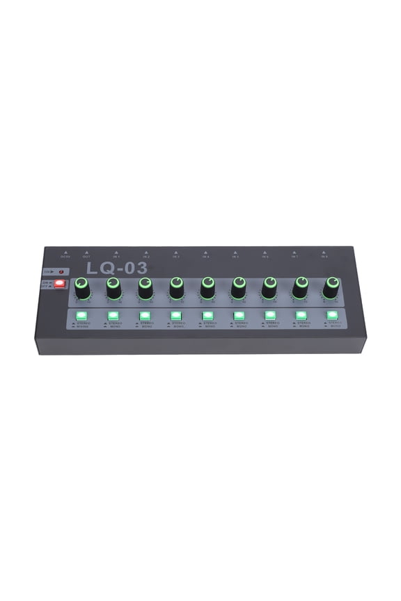 8 Channel Professional Sound Mixer Metal Shell Studio Mixing Console, Stereo Mono Switchable for Live Streaming Recording (US Plug)