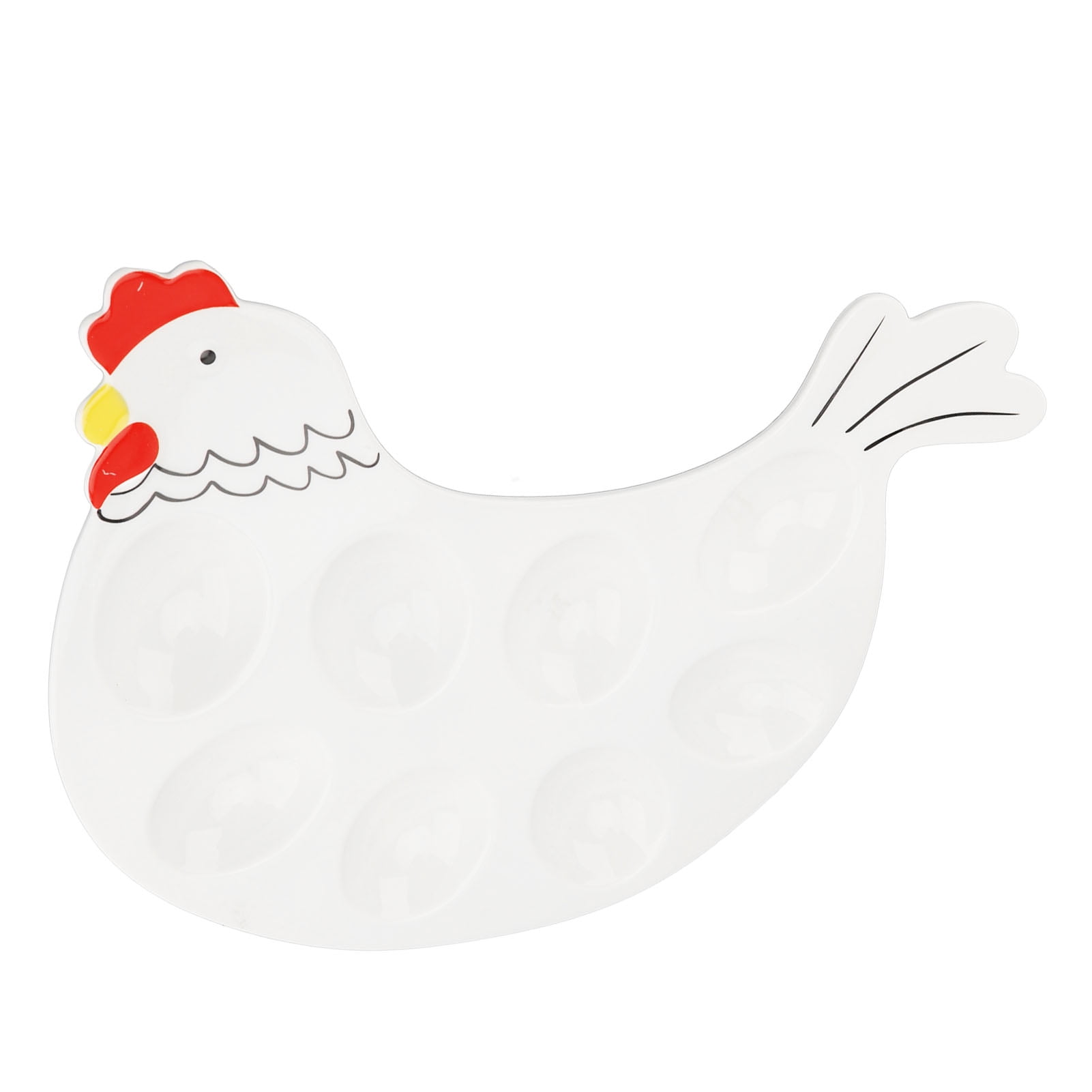 NFTIGB 8 Grid Ceramic Deviled Egg Platter Tray, Cute Chicken Shaped Serving Dish, Easter Egg Display Holder for Tableware, Home Decorative Platters (11.4 inches / 29.0 cm)