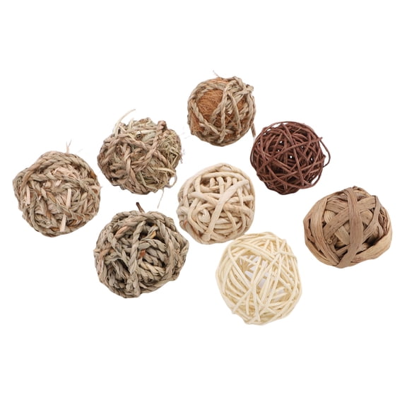 NFTIGB 8-Piece Natural Rattan Rolling Chew Balls Set for Small Animals - Dental Health & Activity Toy for Rabbits, Guinea Pigs, Hamsters (Approx. 1.5 inches / 3.8 cm)