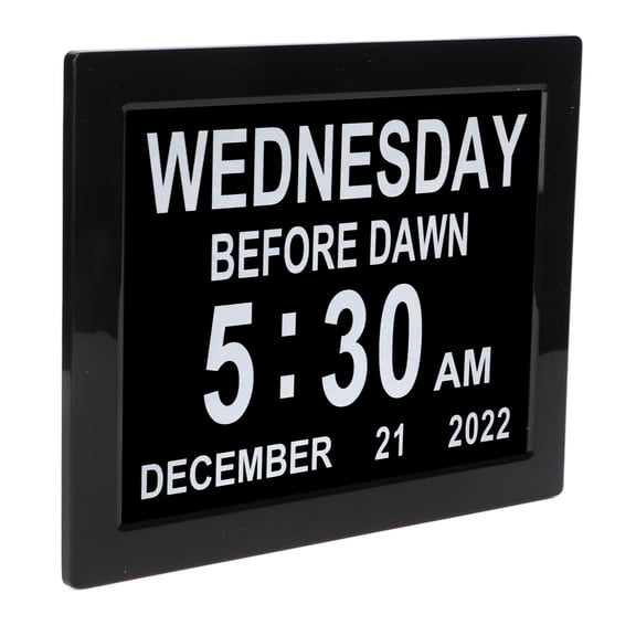 NFTIGB 8-inch Digital Day Calendar Clock with Auto Dimming, Large Display, Elderly Digital Clock, 110-240V US Plug