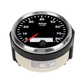 NFTIGB 85mm 3.35 inches Pointer Tachometer 0-8000 RPM LCD Display Universal Fit for Car Truck Boat Diesel Gasoline Engine 9-32V White and Yellow Backlight IP67 Waterproof Dashboard Gauge