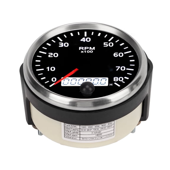NFTIGB 85mm 3.35 inches Pointer Tachometer 0-8000 RPM LCD Display Universal Fit for Car Truck Boat Diesel Gasoline Engine 9-32V White and Yellow Backlight IP67 Waterproof Dashboard Gauge