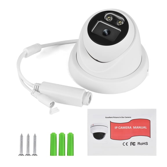 NFTIGB 8MP POE IP Security Camera Monitor Advanced Infrared Night Vision 2.8mm Wide Angle Lens Indoor Outdoor Surveillance System with One-way Audio Microphone Wall Mountable White