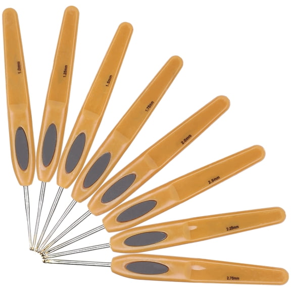 NFTIGB 8Pcs Ergonomic Aluminum Crochet Hook Set with Soft Plastic Handle, Knitting Tools for Sweaters and Sewing, Sizes 1mm to 2.75mm, Length 5.4 in / 13.8 cm