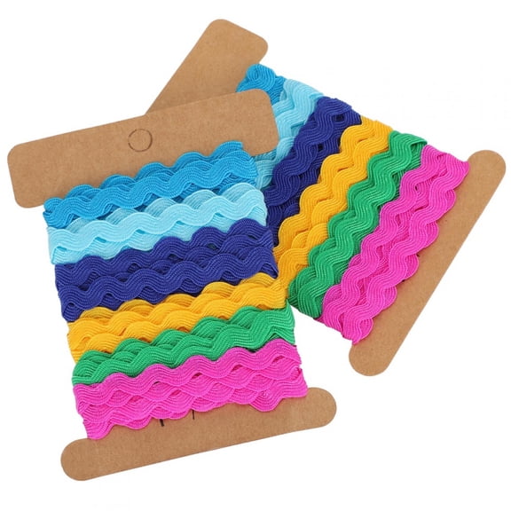 NFTIGB 8mm Colorful Zigzag Ribbon Trim 2 Pieces Set for DIY Crafts, Hair Accessories, Home Decor & Sewing Trim Embellishments, Style 1 (12 inches / 30.48 cm)