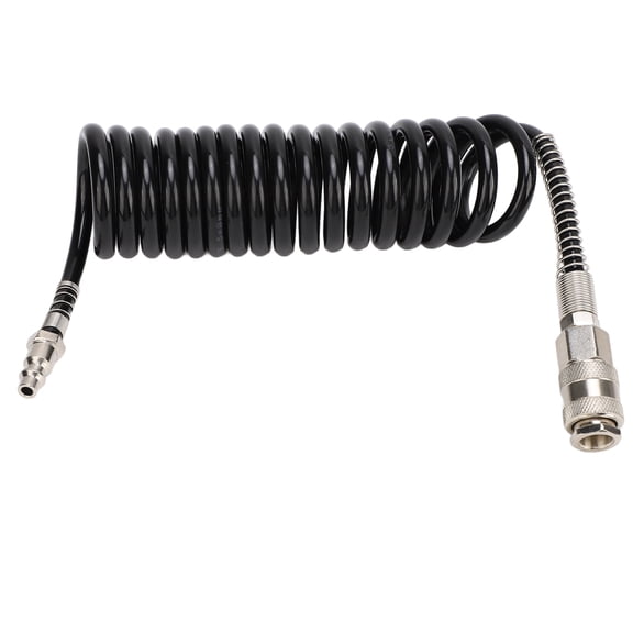 NFTIGB 9.84 ft / 3 m Recoil Air Hose Black Reinforced Abrasion Resistant Inflator Extension Tube with Bend Restrictor for Air Compressor Car Air Pump Extend Hose