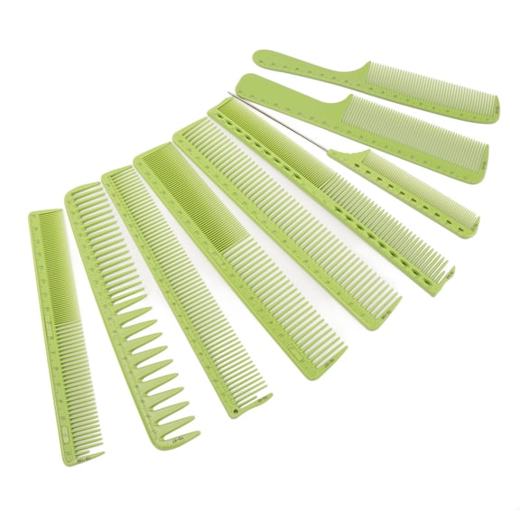 NFTIGB 9 Pcs Hair Comb Set Professional High Temperature Resistant Stylists Barber Combs for Men Teasing Styling, Durable ABS Material Salon Quality Hairdressing Tools, 9.45 inches / 24 cm, Black