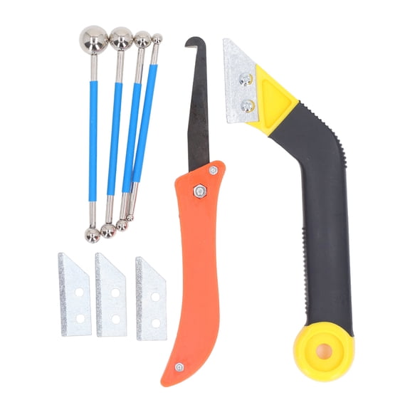 NFTIGB 9-Piece Caulking Tool Kit Angled Grout Saw Double Ended Ball Tiling Tool for Tile Joint Cleaning Filling - Professional Grade Home Improvement Hand Tools