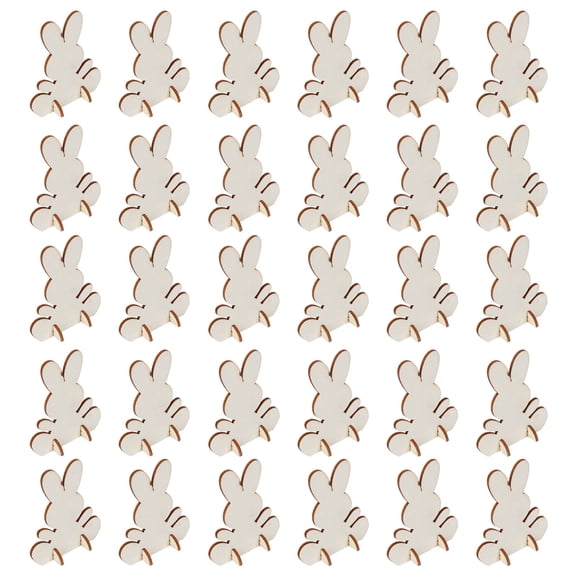 NFTIGB 90Pcs Wooden Bunny Cutouts Rabbit Wood Chip Unfinished Craft MDF DIY Home Decoration 3D Ornament (2.8 x 2.4 in / 7 x 6 cm)