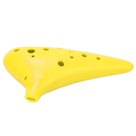 NFTIGB ABS 12-Hole C Tune Ocarina Musical Instrument for Adults Children Professional Learners, Premium Yellow Beginner Ocarina Set with Color Strip and Ethnic Wind Bag (7.09 inches / 18 cm)