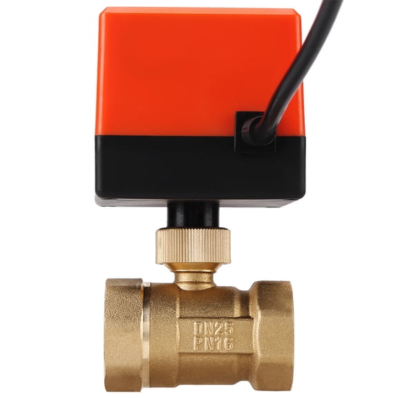 NFTIGB AC 220V Brass Electric Motorized Ball Valve 2 Way 3-Wire 1.6Mpa Thread DN25
