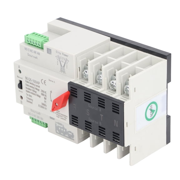 NFTIGB AC220V Dual Power Automatic Transfer Switch 4P Millisecond Switching Generator Changeover Switch ATS 100A, Reliable Backup Power, Flame Retardant Material (5.9 inches / 15 cm)