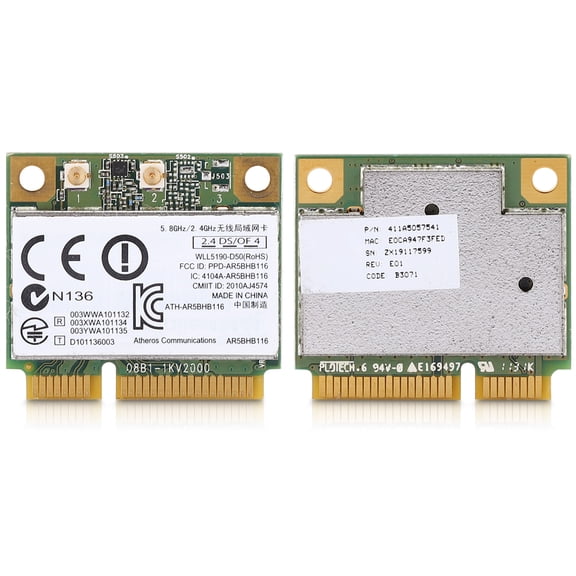 NFTIGB AR5BHB116 Dual Band 2.4GHz 5GHz Wireless Network Card, Up to 300Mbps Speed, Features Atheros AR9382 Chip, Mini PCIe Interface, Ideal for Industrial Control Machines and All-In-One Desktop PCs
