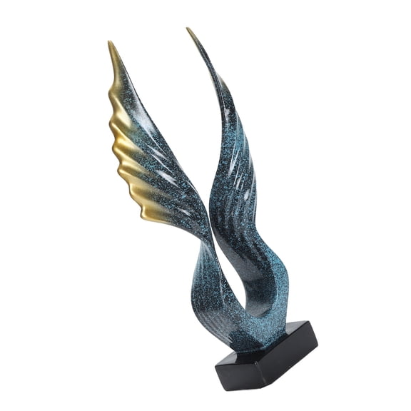 NFTIGB Abstract Wing Sculpture Artistic Decorative Resin Statue Ornament for Living Room Office Champagne Blue (19.3 inches / 49 cm)