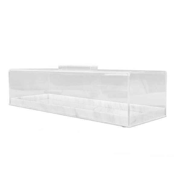 NFTIGB Acrylic Rectangular Cake Tray with Lid, Marble Grain Dessert Serving Platter for Home and Bakery, BPA-Free Pastry Bread Storage Box Display, White 16.54 x 7.87 x 5.91 Inches / 42x20x15 cm