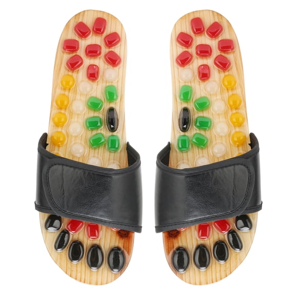 NFTIGB Acupressure Foot Massager Slippers Reflexology Acupoint Stimulation Shoes Men Women Stress Relief Plantar Fasciitis Therapy Jade Stone Black Size 39-40