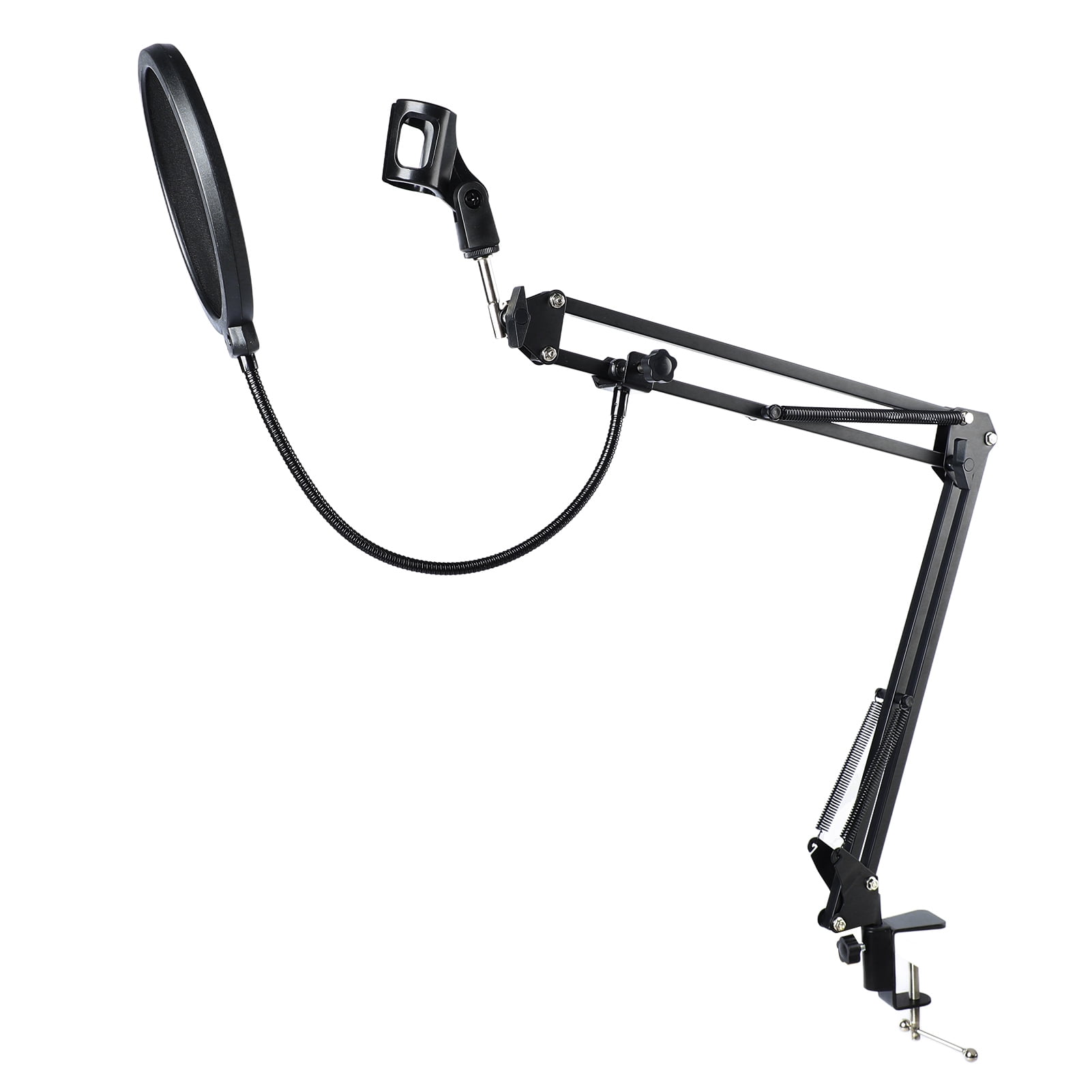 NFTIGB Adjustable Microphone Boom Arm Stand Set, Heavy Duty Suspension Scissor Mic Stand with Anti-Spray Net and Iron Base