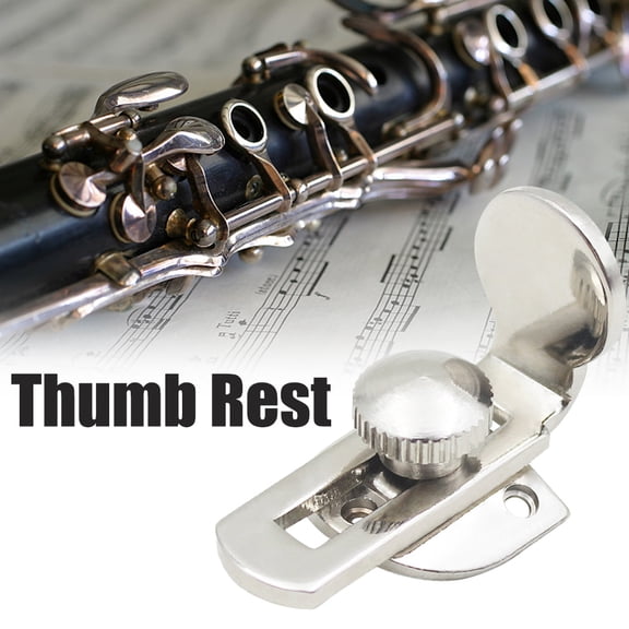 NFTIGB Adjustable Plated Brass Thumb Rest for Clarinet with 3 Screws, Woodwind Instrument Replacement Part, Silver Finger Cushion Protector, 0.4 oz / 12g