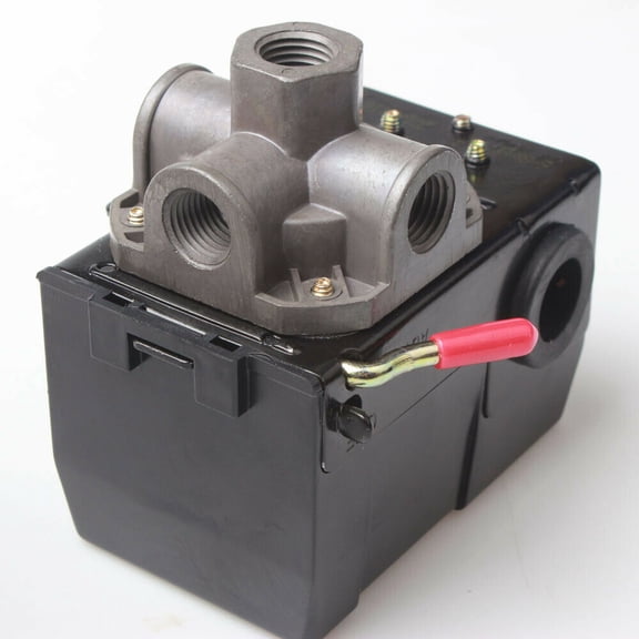 NFTIGB Air Compressor Pressure Switch Control Valve 120PSI 4 Port Unloader On/Off Lever 240VAC 26A Replacement Parts 5.12 inches / 13 cm Length Black