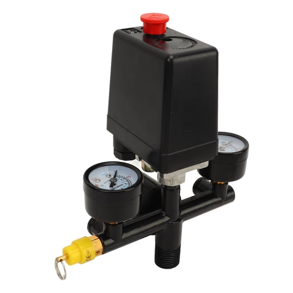 NFTIGB Air Compressor Pressure Switch Control Valve EU Style 3 in 1 Quick Connector Kit 180 PSI with Gauges Black