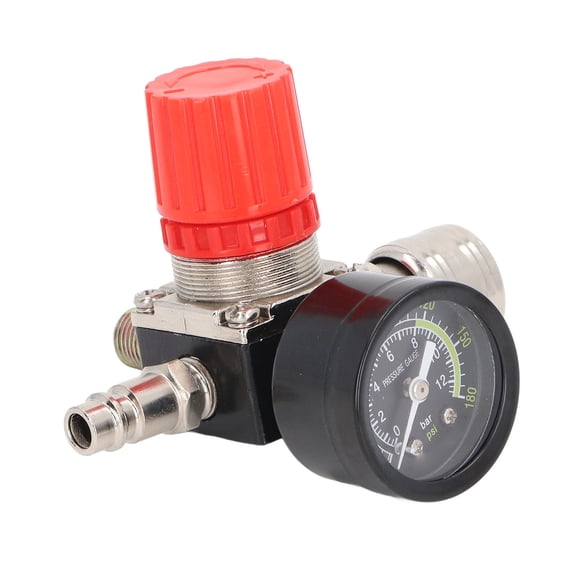 NFTIGB Air Compressor Regulator 4 Holes 0 to 180 PSI / 0-1.24 MPa European Pressure Regulator with Gauge for Pneumatic Tools