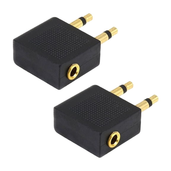 NFTIGB Airplane Headphone Adapter Double 3.5mm Male to 3.5mm Female Flight Connector (2 Pieces)