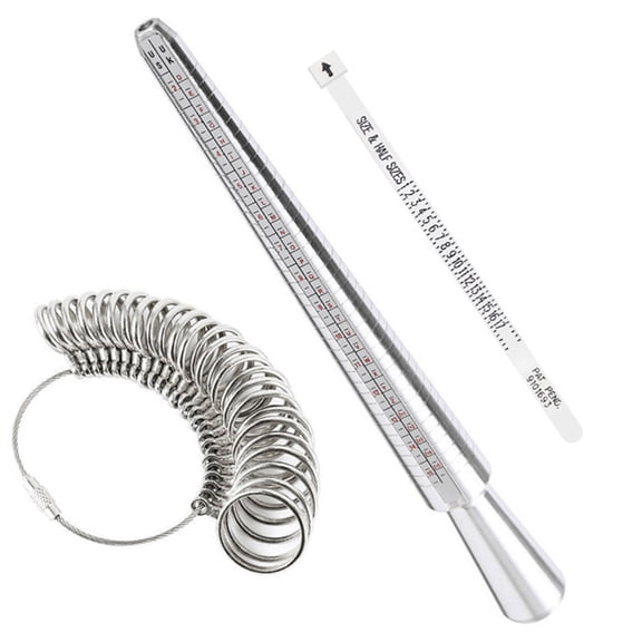 NFTIGB Aluminium Ring Sizer Mandrel Set - Metal Finger Sizing Stick with 0-13 US Ring Gauge and Measuring Tape (11.81 inches / 30 cm)
