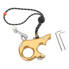 NFTIGB Archery Thumb Trigger Release Aid Aluminum Alloy 3 Finger Grip Caliper for Outdoor Hunting Shooting Compound Bow Accessories, Gold (7.87 inches / 20 cm)