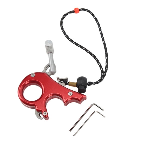 NFTIGB Archery Thumb Trigger Release Aid Aluminum Alloy 3 Finger Grip Caliper for Outdoor Hunting Shooting Compound Bow Accessories, Red (7.87 inches / 20 cm)