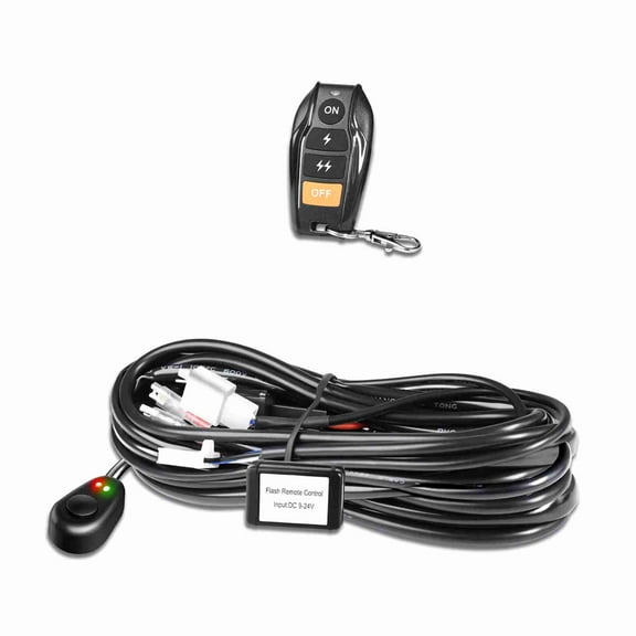 NFTIGB Automotive LED Light Bar Wiring Harness Kit with Wireless Remote Control, Premium 18AWG Core Cable for Car Fog Work Driving Lights, Fit 1 Light, 3 Meters / 9.84 ft Length, Heavy Duty Relay