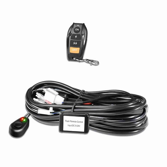 NFTIGB Automotive LED Light Bar Wiring Harness Kit with Wireless Remote Control, Premium 18AWG Core Cable for Car Fog Work Driving Lights, Fit 2 Lights, 3 Meters / 9.84 ft Length, Heavy Duty Relay