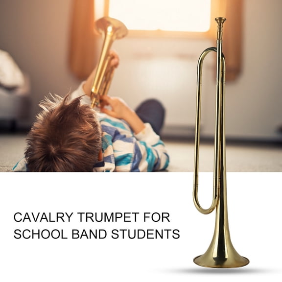 NFTIGB B Flat Cavalry Trumpet Brass Musical Instrument for School Band Student Beginner Orchestra, Gold (20.5 inches / 52 cm)