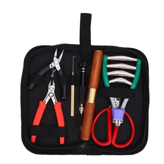 NFTIGB Badminton Racket Stringing Tool Set, Complete 8-Piece Racquet Stringing Machine Toolkit with Starting Clamp, Pliers, Awl for Tennis and Squash Maintenance (8.66 inches / 22 cm Length)