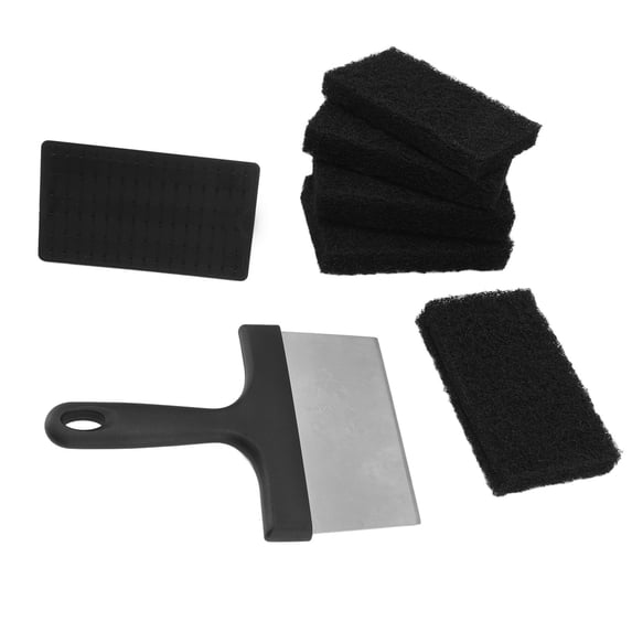 NFTIGB Barbecue Grill Griddle Cleaning Kit - Stainless Steel Scraper, Brush, and 5 Sponge Blocks for BBQ Maintenance - 7 Piece Set