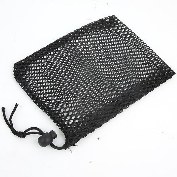 NFTIGB Black Nylon Mesh Drawstring Pouch Golf Balls Holder Storage Bag Durable Lightweight Quick Drying Utility Pocket Carrying Organizer S Size (5.11 x 6.69 inches / 13 x 17 cm)