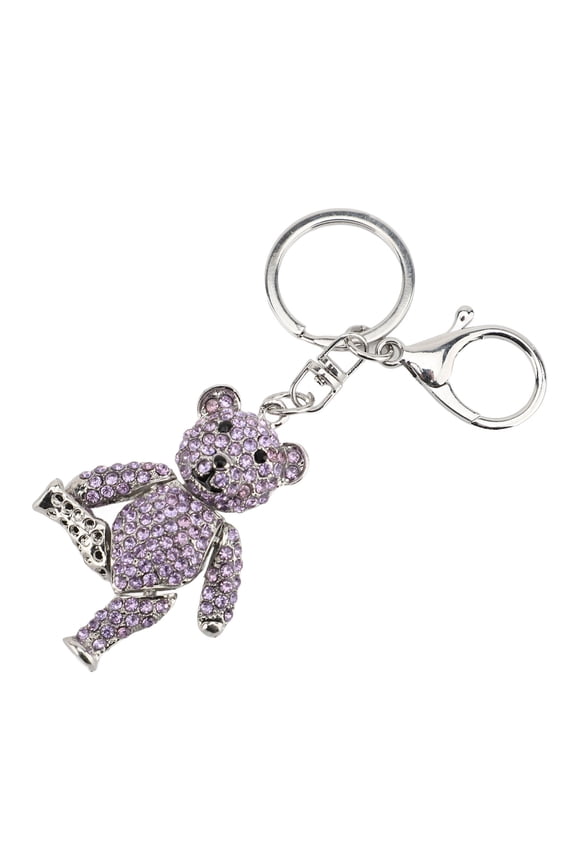 Bling Bear Rhinestone Keychain Artificial Crystal Pendant Key Ring For Handbags Purse Charm, Purple (4.92 inches / 12.5 cm)