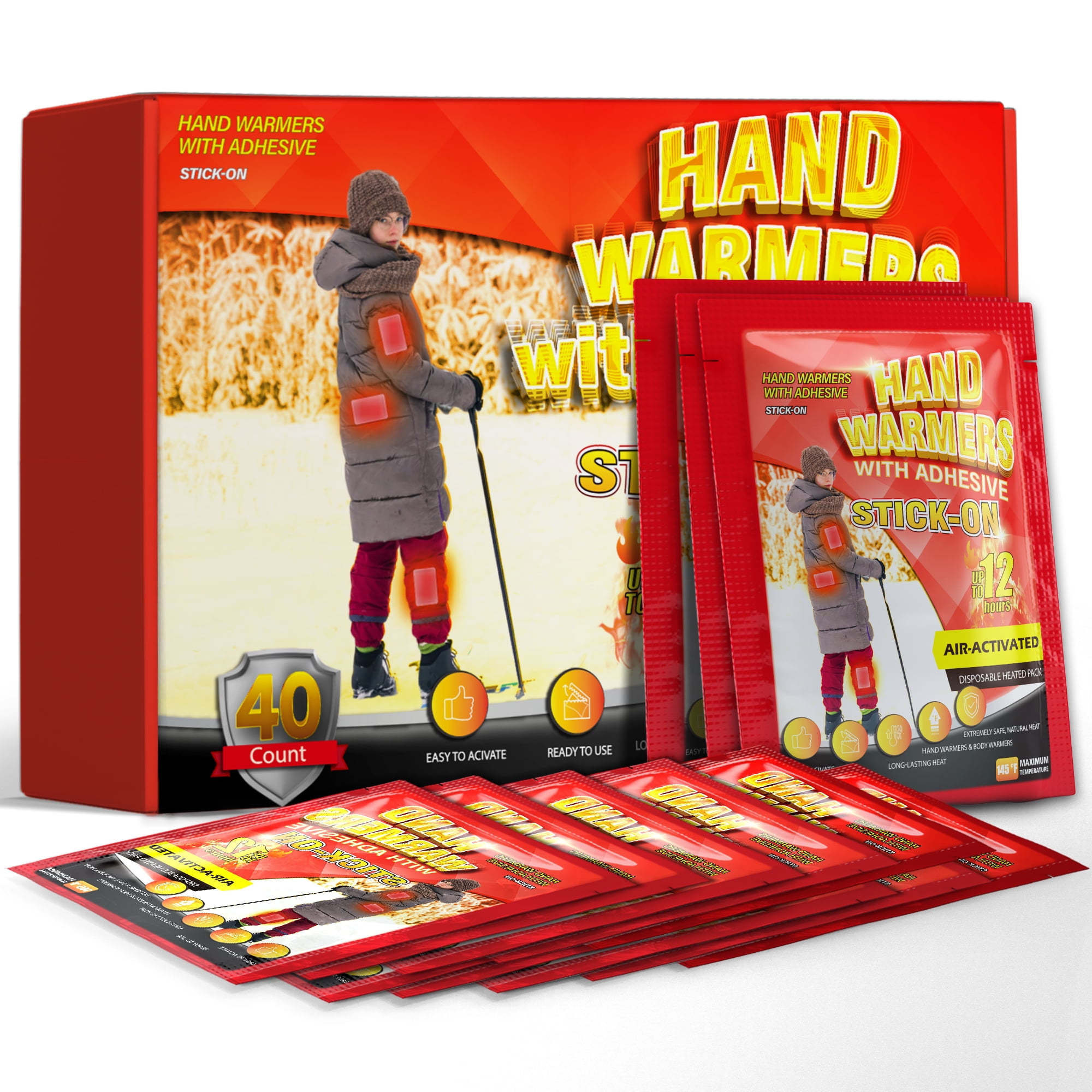 NFTIGB Body & Hand Warmers with Adhesive Backing, 40Pcs Disposable