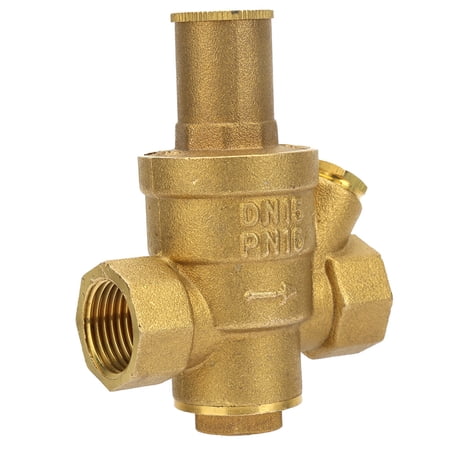 NFTIGB Brass Adjustable Water Pressure Reducing Regulator Valve Thread DN15 1/2 inches / 1.27 cm with Pressure Adjusting Knob for Various Environmental Conditions High Precision Fast Response